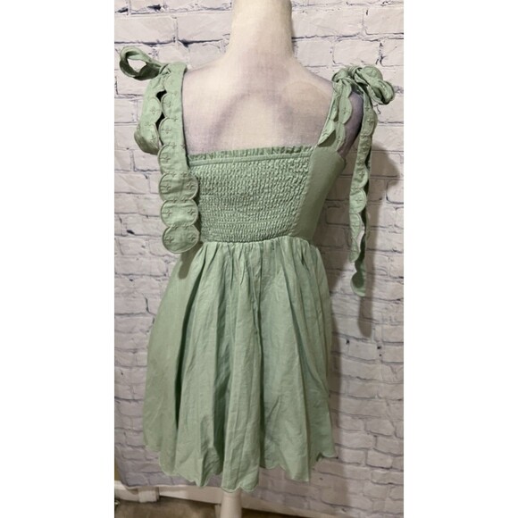 NWT Amable By Mable Anthropologie Green Ribbon Shoulders Mini Dress Size Medium - Picture 5 of 7